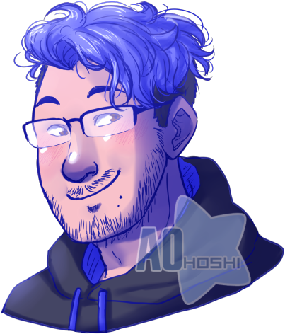 Aohoshiart Loving Mark - Markiplier Blue Hair Fanart (500x500)