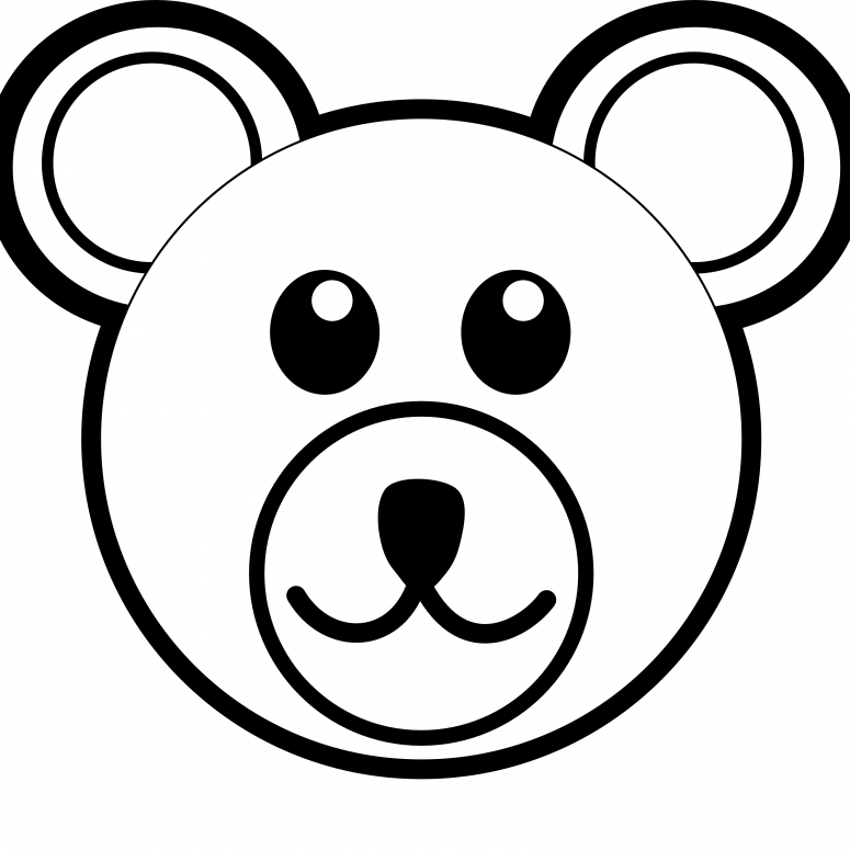 Small Size - Bear Face Colouring Pages (775x775)