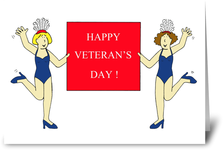 Burlesque Veteran's Day Greeting Card - Veterans Day Cartoon Burlesque Ladies. Card (848x698)