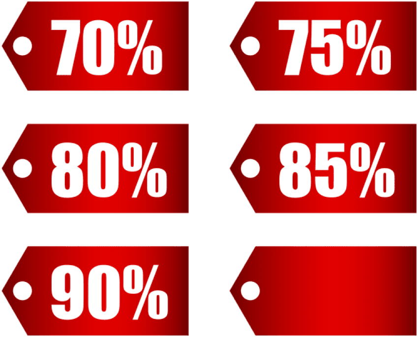 Red Discount Tags Set Part 3 Transparent Png Image - 70 Discount Png Tag (850x685)