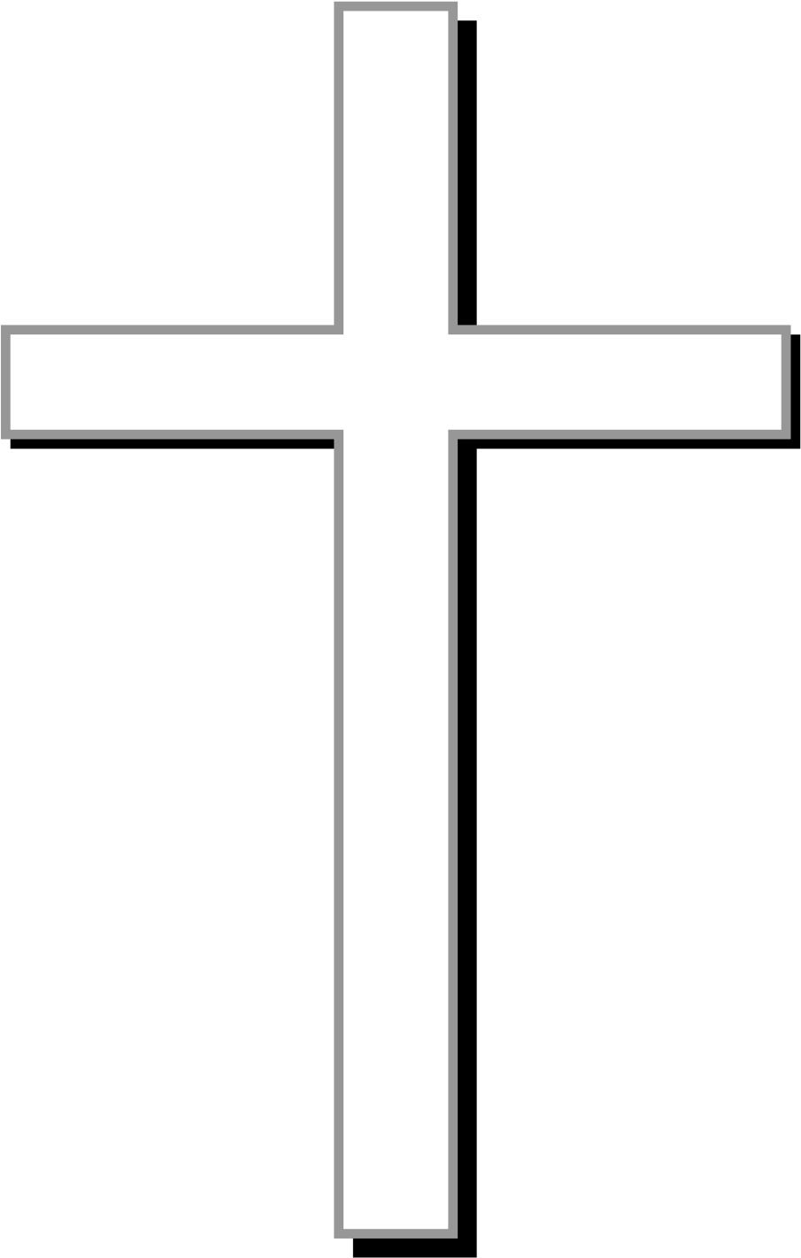 File - Cross1 - Svg - Wikimedia Commons Clip Art Freeuse - Cross Outline With Shadow (1000x1452)