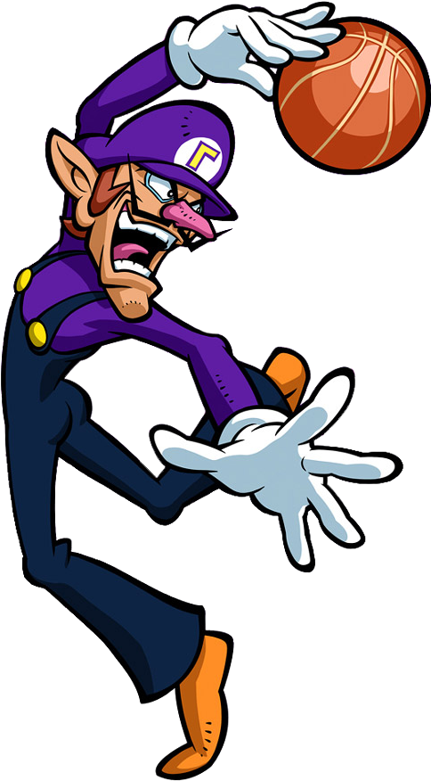 Jpg Library Library 3 On 3 Basketball Clipart - Mario Hoops 3 On 3 Waluigi (494x886)