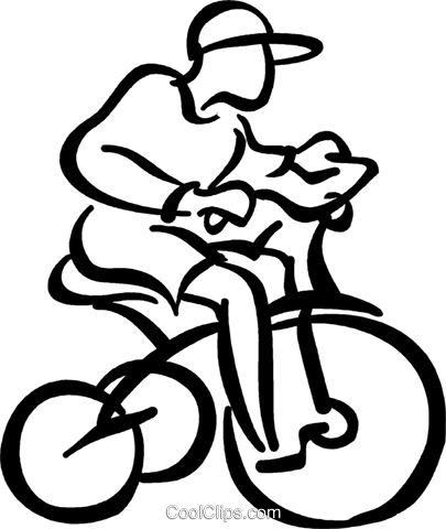 Boy Riding His Bike Royalty Free Vector Clip Art Illustration - Rajd Rowerowy (405x480)