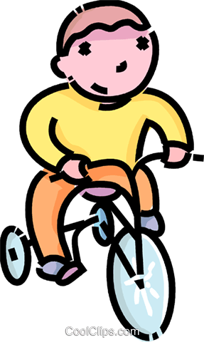Boy Riding His Tricycle Royalty Free Vector Clip Art - Cartoon Kid On Tricycle (287x480)
