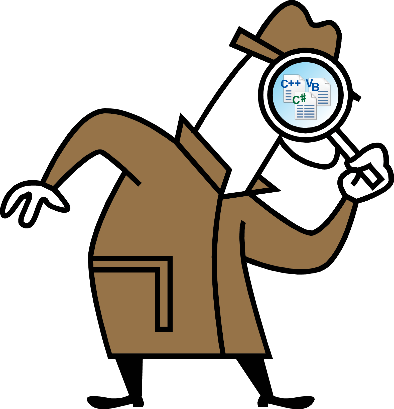 Microsoft Research - Cartoon Detective With Magnifying Glass (1573x1633)