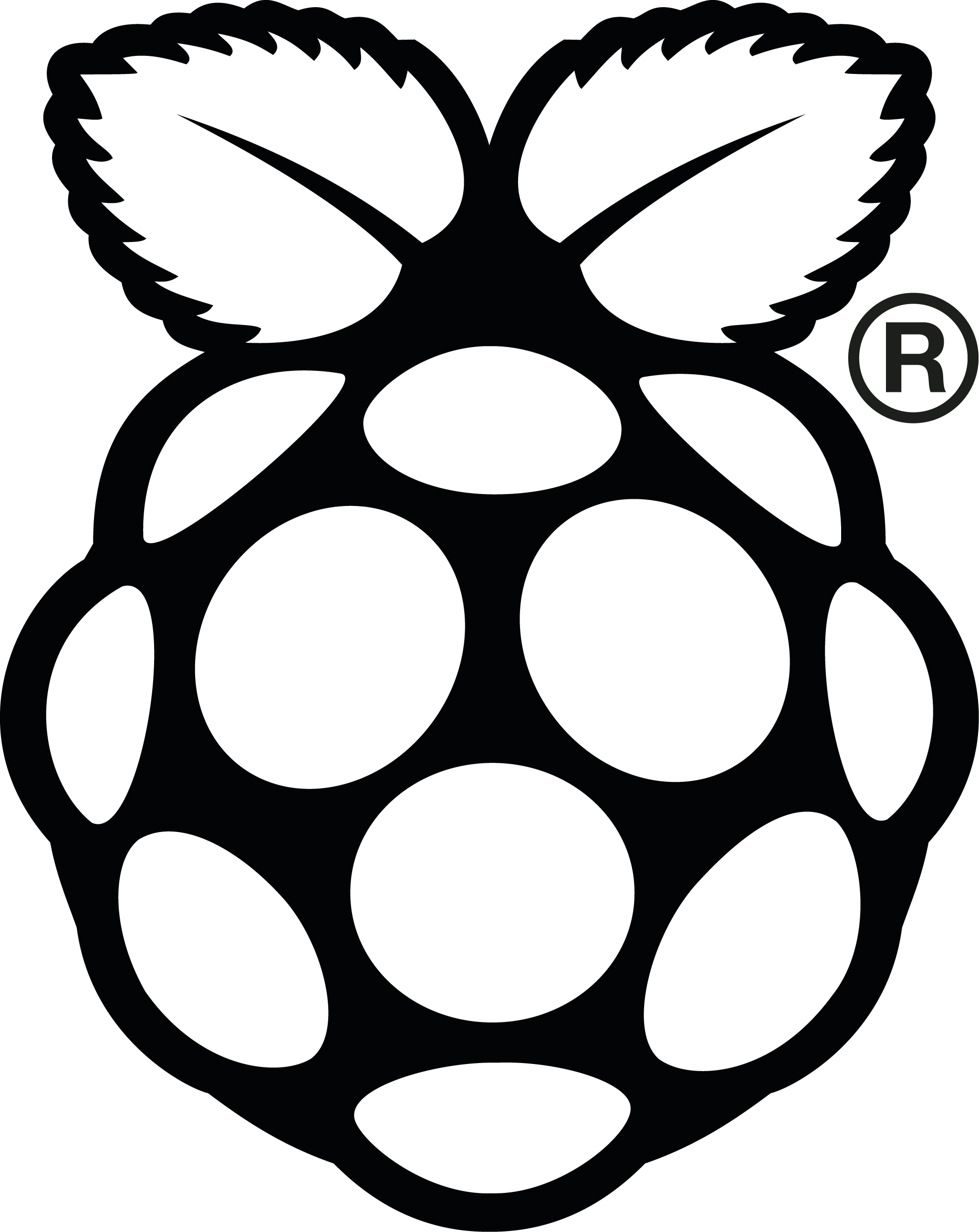 Rpi Logo Black Reg Print - Raspberry Pi 2 Logo (2052x2581)