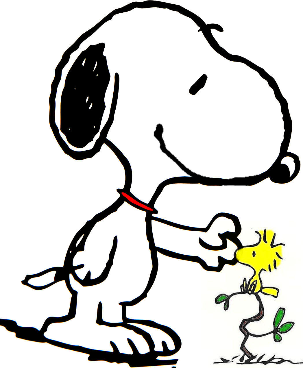 Snoopy Doing Affection For His Little Friend Woods - Snoopy And Woodstock Crying (1047x1294)