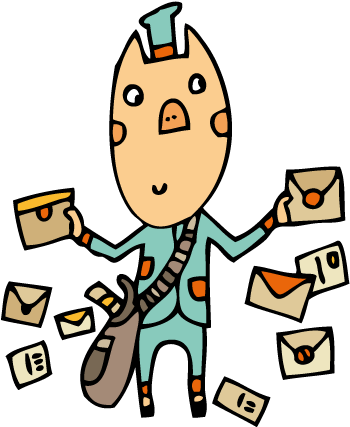 I Kind Of Like The Postman Pig - Illustration (591x591)