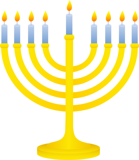 Golden Menorah With Lit Candles - Hanukkah Menorah Clip Art (478x550)