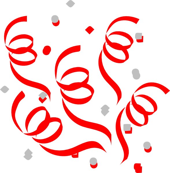 Red Confetti Explosion Clip Art - Streamers Clip Art (588x600)