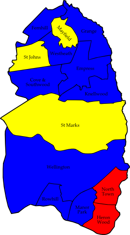 Rushmoor Borough Council Election, - Map Of Rushmoor Borough (266x480)