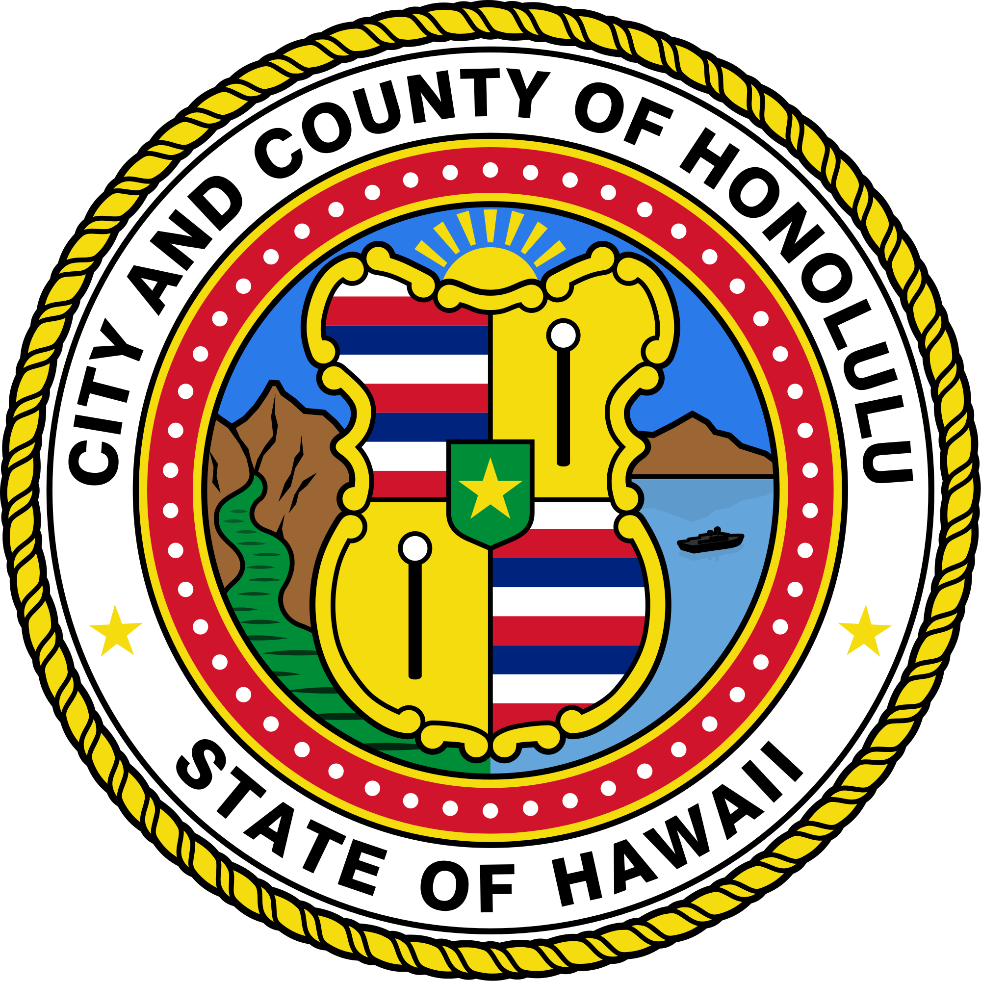 Honolulu Flag 58mm Button Badge (2000x2000)