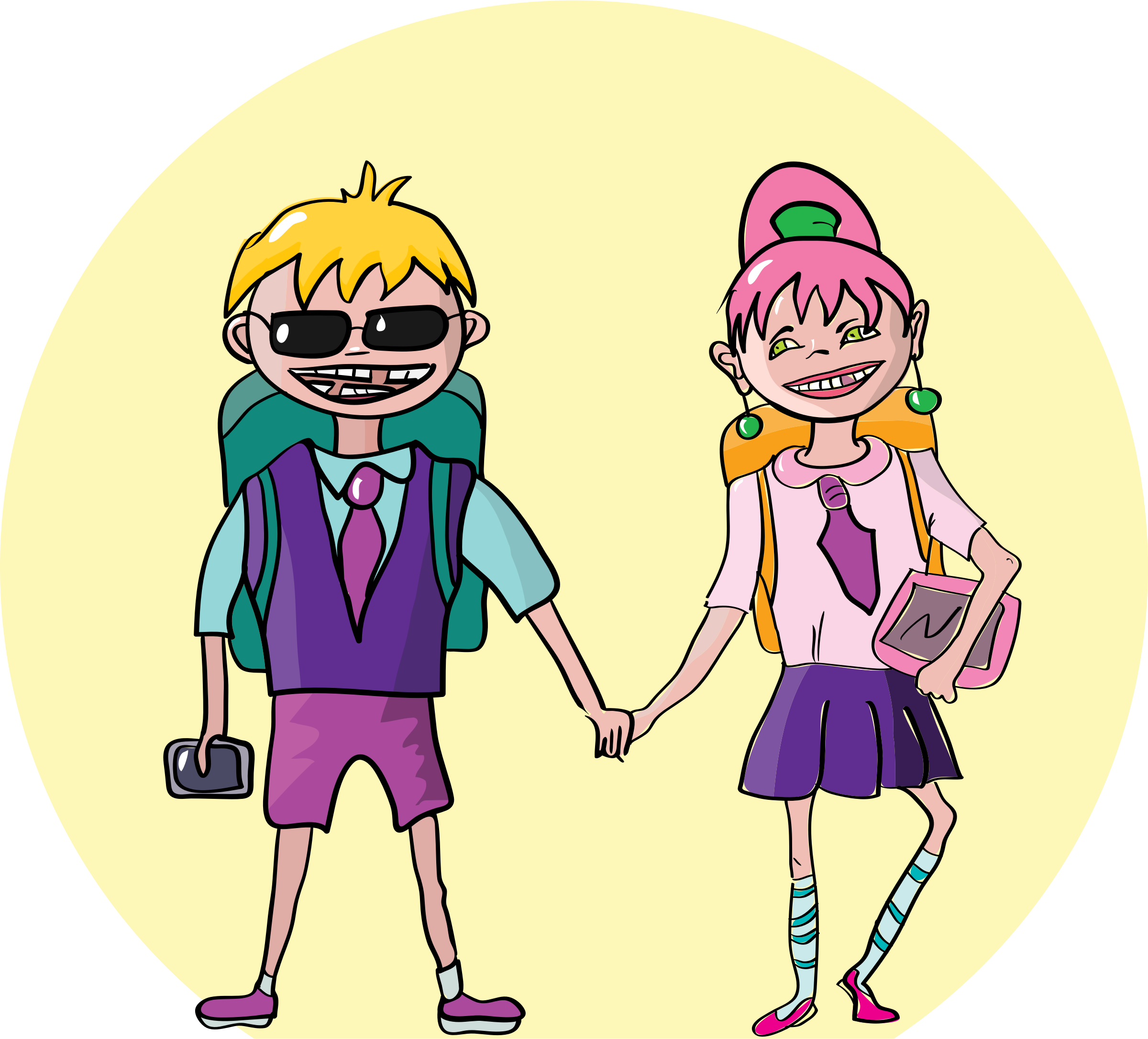 Going To School - Cool Kids Clipart (2400x2172)