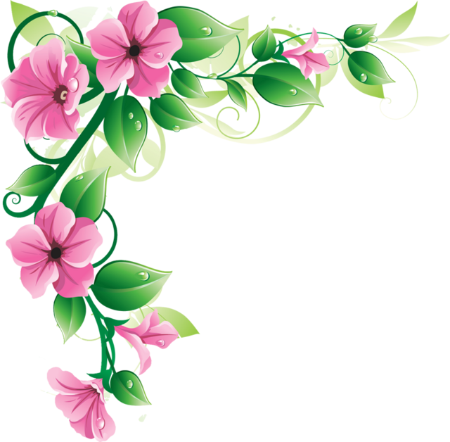 Pink Flower Border - Flower Border Image Png (640x628)