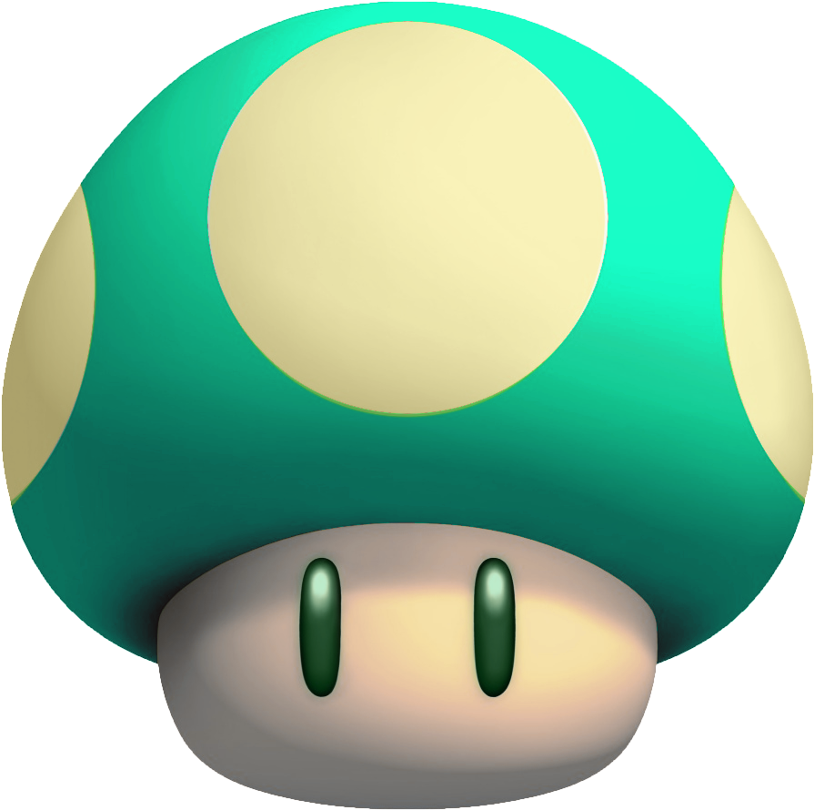 Mario Mushroom Clipart Nice Clip Art - Super Mario Green Mushroom (1024x1024)