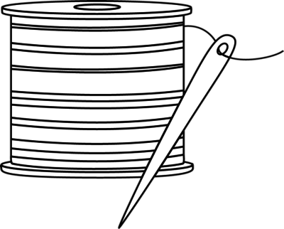 Coloring Trend Thumbnail Size Needle Clip Art Thread - Black And White Sewing Clipart (400x322)
