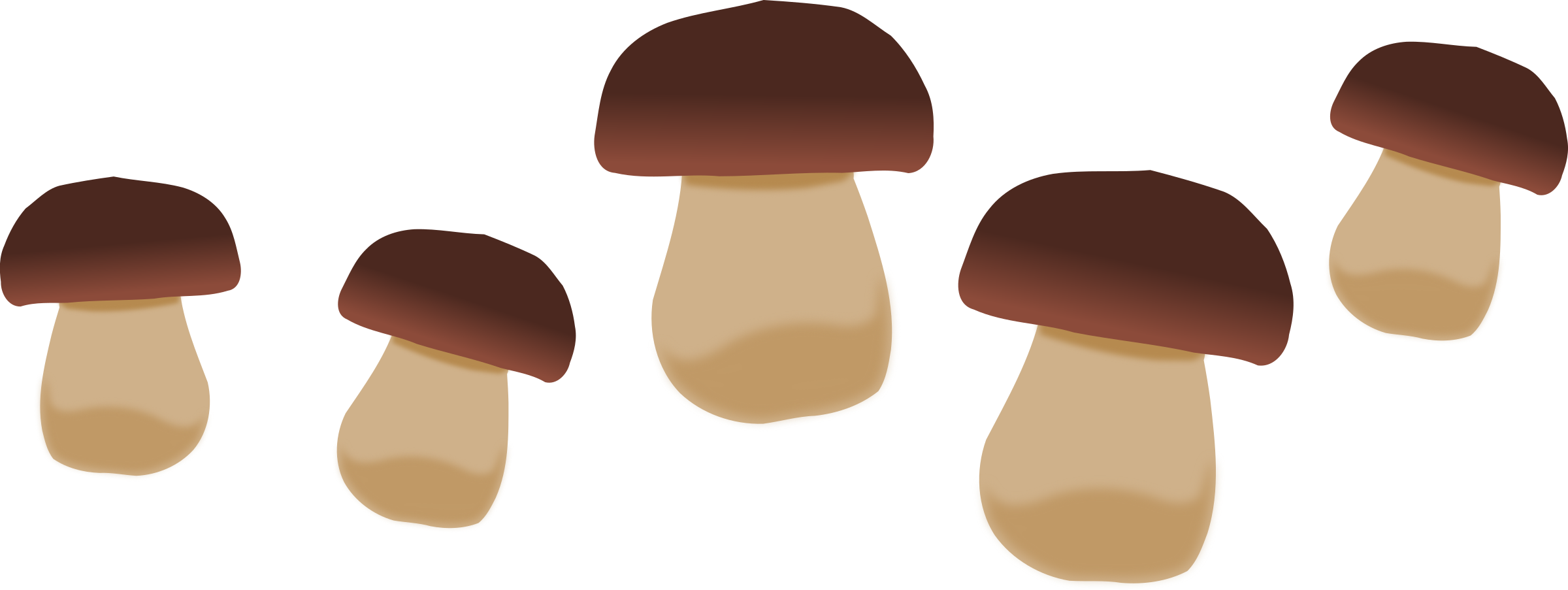 Brown Mushrooms Clip Art At Clker - Mushrooms Clipart (2400x903)