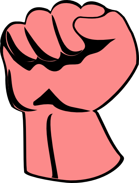 Raised Fist Clip Art - Pink Raised Fist Png Transparent (450x592)