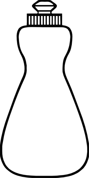 Dish Soap Bottle Outline Clip Art At Clker - Water Bottle For Colouring (300x600)