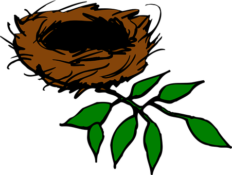 Bird Nest Nest Aerie Birds Leaves Branch L - Nest In Tree Clipart (451x340)