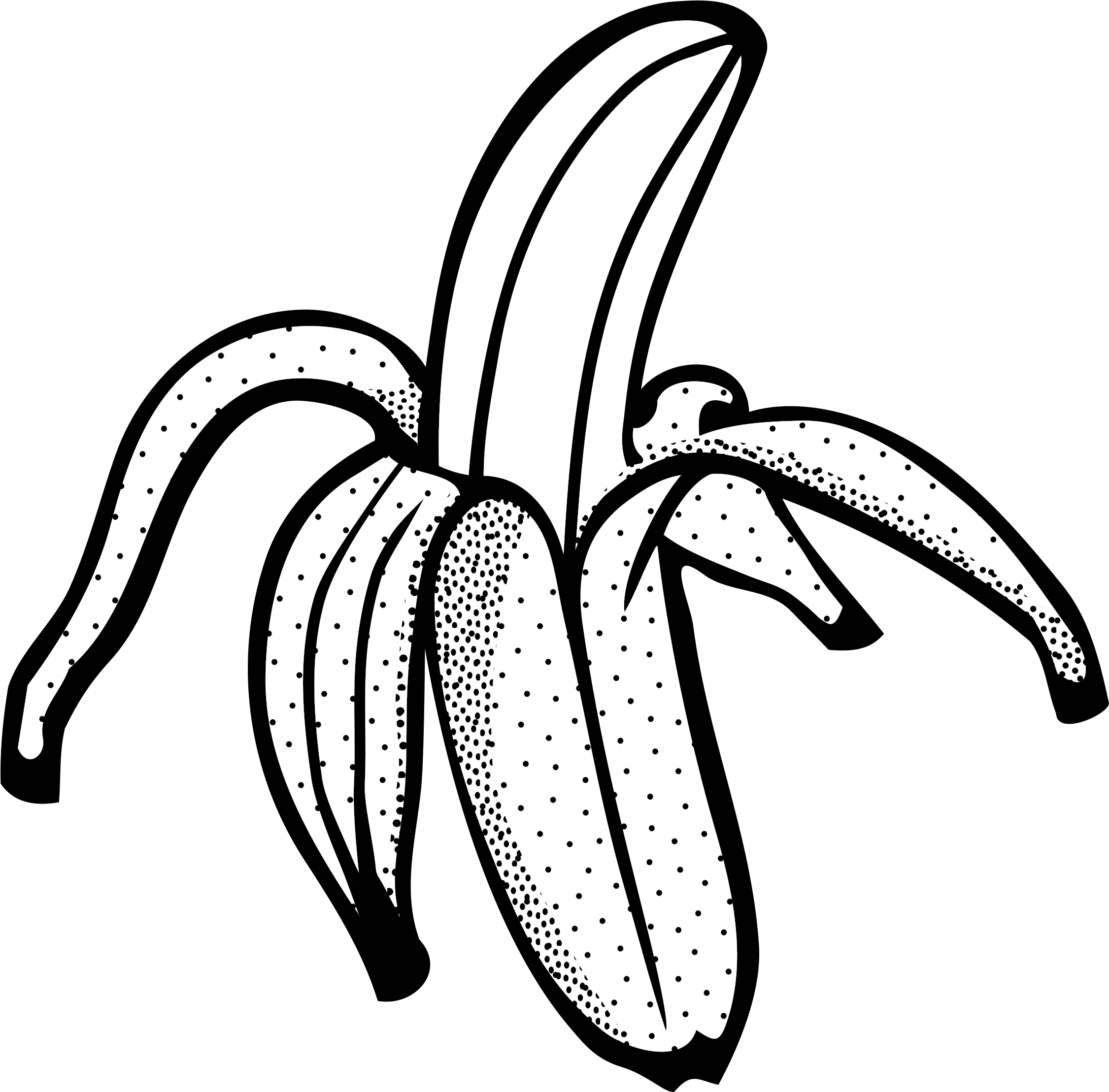 Clipart Banana Lineart - Banana Line Art (2400x2367)
