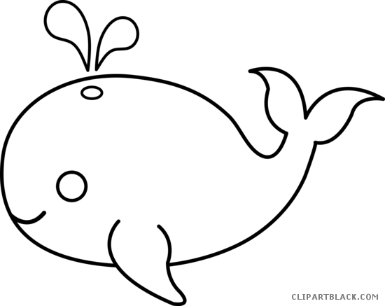 Ocean Animals Animal Free Black White Clipart Images - Whale Cut Out Template (550x437)