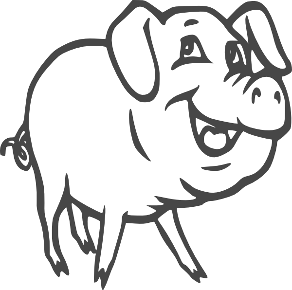 Pig Clipart Black And Whi - Pig Png Black And White (600x596)