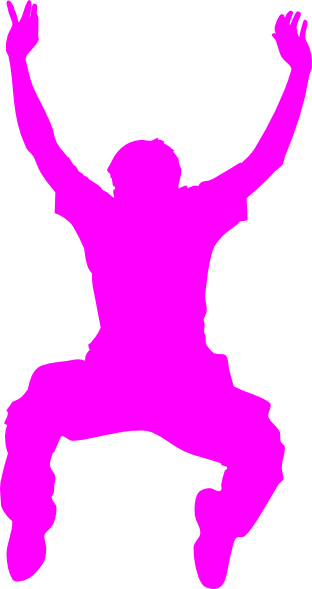 Pink Jumping Man Clip Art - Jumping Silhouette (312x589)