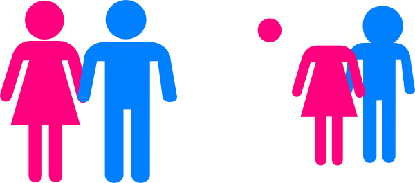 Men Women Holding Hands Clip Art - Men And Women Cartoon (600x264)