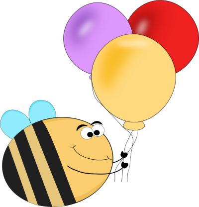 Bee Balloons Clip Art Image Funny Bee Carrying A Bunch - Balloons Clip Art Funny (400x416)