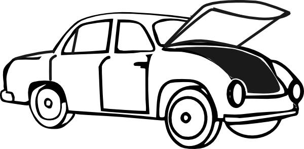 Car With Open Hood Clip Art - Car Trunk Clipart (600x294)
