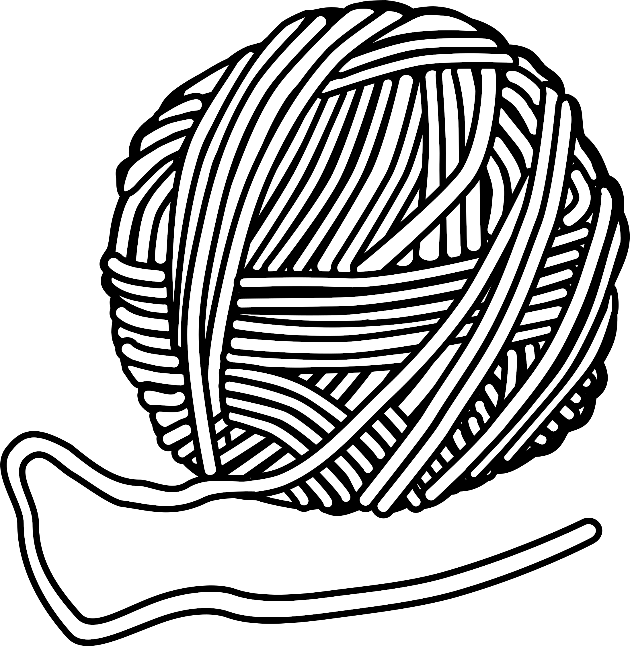 Wool Clipart Black And White - Yarn Black And White (2345x2400)
