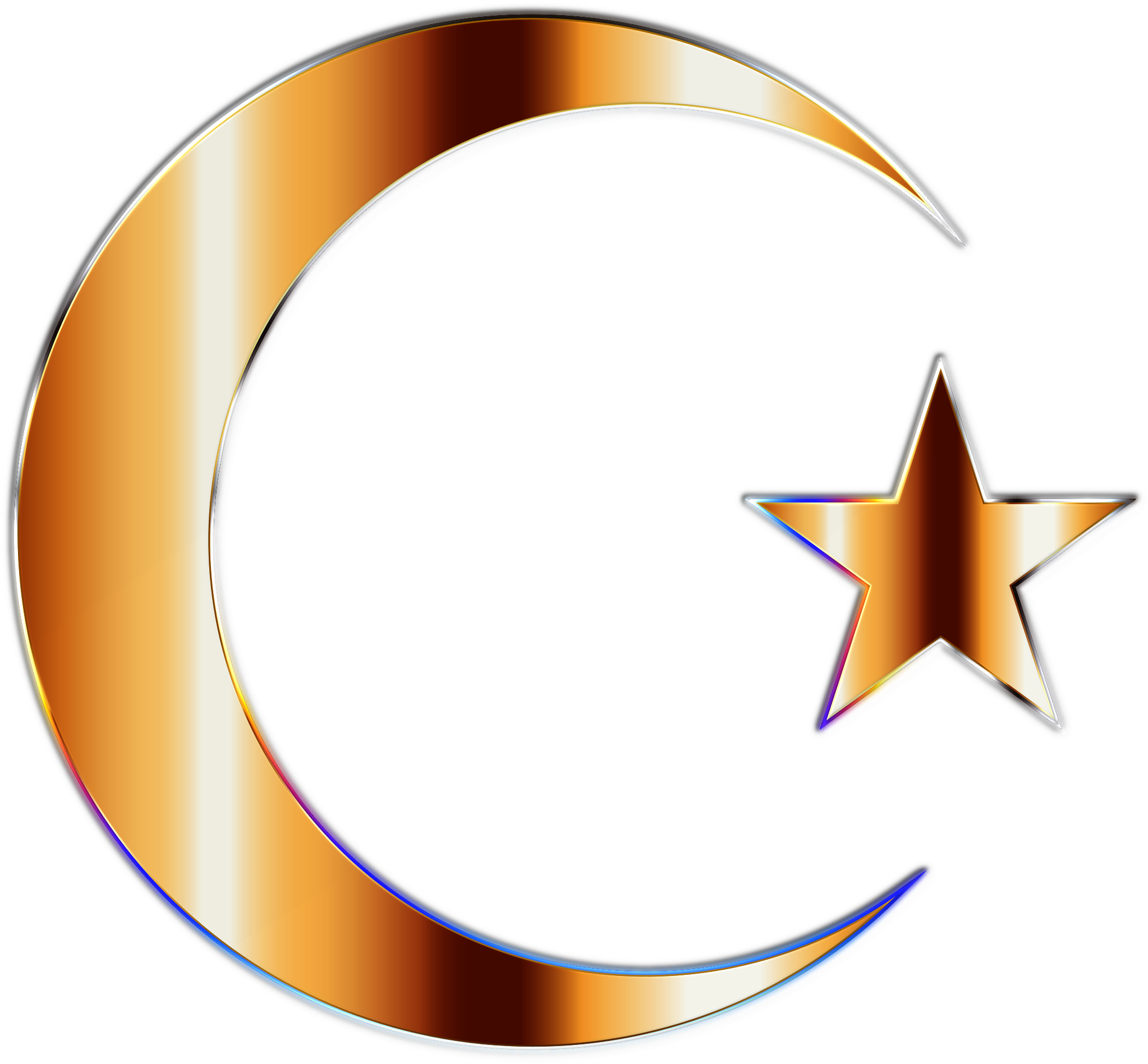 Golden Crescent Moon And Star - Golden Moon And Star (2400x2216)