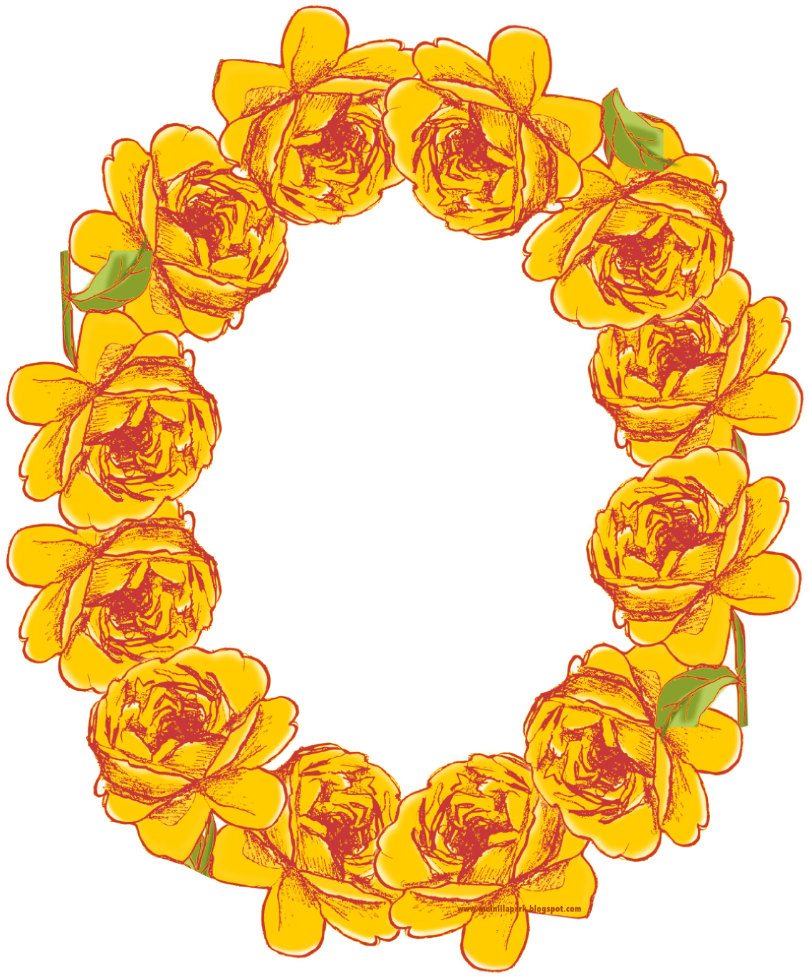 Free Digital Oval Yellow Rose Frame Png - Flower Frames Yellow Png (1150x1443)