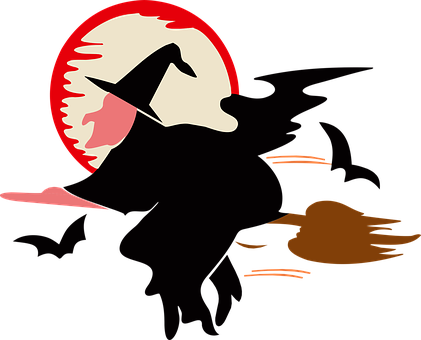 Fledermaus Besen Besenstiel Comic-figuren - Car Stickers Flying Witch Sticker (421x340)