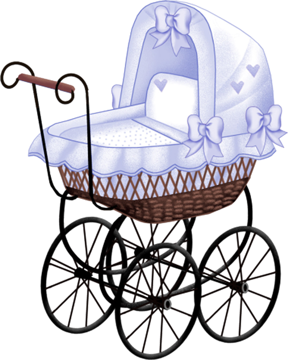 Blue Baby Carriage Clip Art - Vintage Baby Carriage Clipart (581x726)