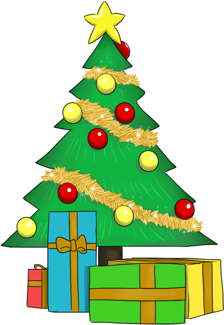 Christmas Day Clipart Cliparts - Christmas Tree Clip Art With Presents (528x718)