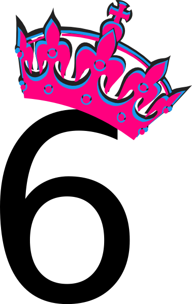 Pink Tilted Tiara And Number 6 Clip Art At Clkercom - Number 6 In Pink (378x599)