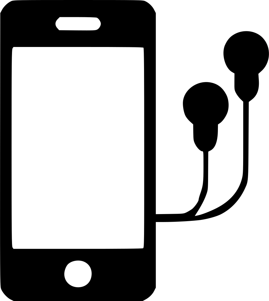 Png File - Phone With Earbuds Clipart (874x980)