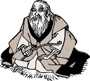 Kunst, Asiatische, Bart, Japanisch, Mann - Old Man Clipart (381x340)