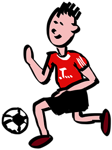 Fussball, Fussballer, Fcb, Kicker, Ball - Football Player Cartoon Png (453x340)