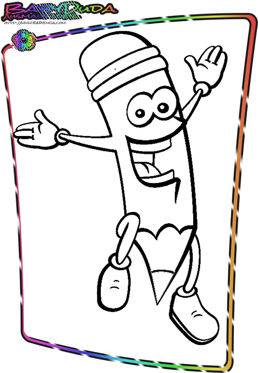 Schulanfang Malvorlagen & Ausmalbild - Crayon Cartoon Black And White For Coloring (541x768)