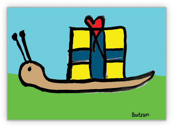 Geburtstagskarte Mit Geschenke Schnecke - Canoe (635x550)