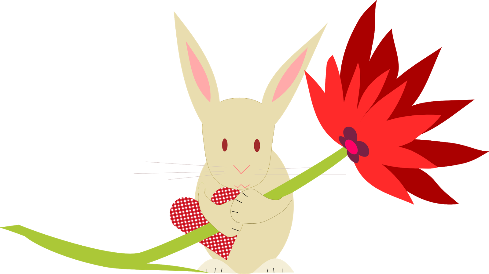 Free Digital Bunny With Huge Flower Scrapbooking Embellishment - Illustration (1600x898)