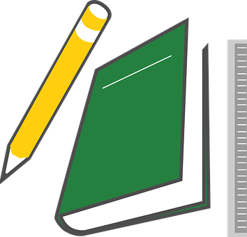 Pencil Book Ruler Learning Educational Sch - Education Clip Art (354x340)