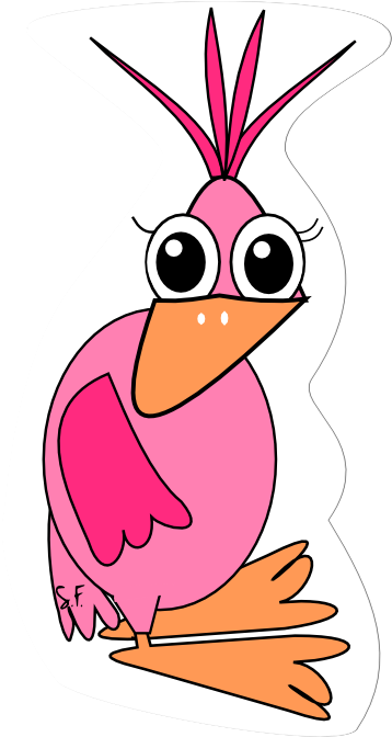 Free Digital Funny Pink Bird Lady Scrapbooking Embellishment - Cartoon (385x705)