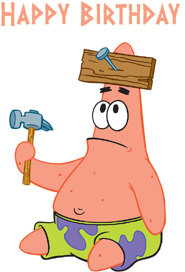 Alles Gute Zum Geburtstag Digga, Zum - Patrick With Board On Head (412x600)