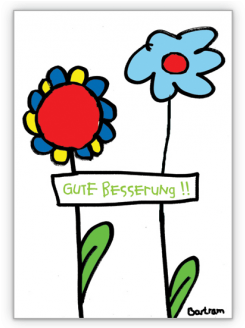 Gute Besserung Blumen Grußkarte » Grusskarten Onlineshop - Greeting Card (378x327)