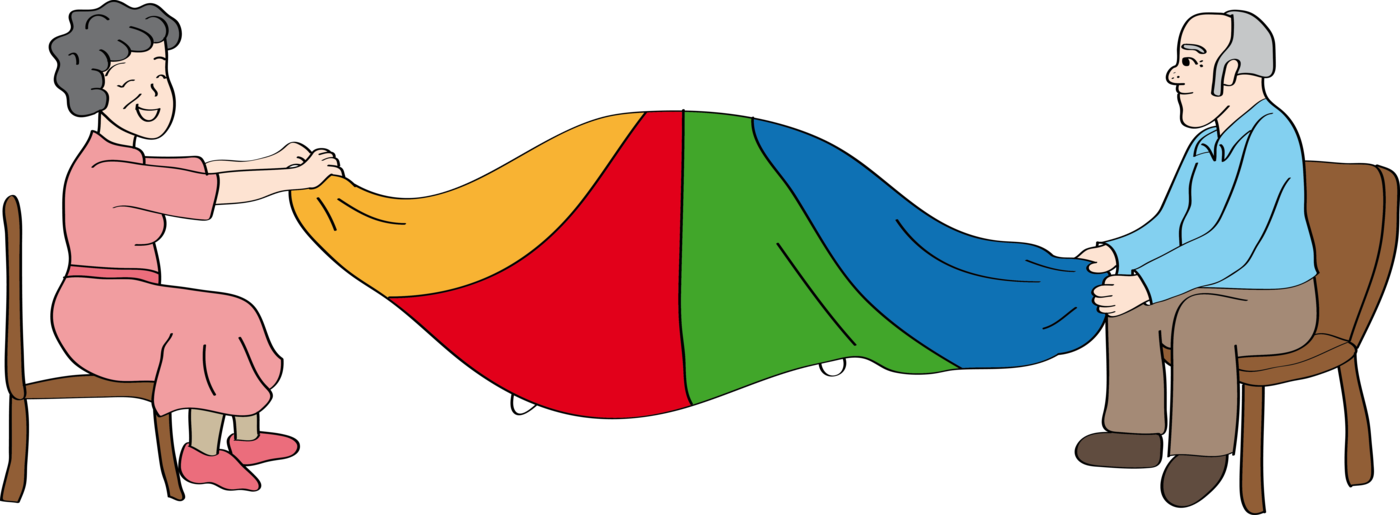 Zwei Senioren Bewegen Sich Mit Einem Schwungtuch - Schwungtuch Senioren (1400x515)