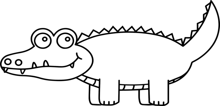 Alligators Crocodile Clip Drawing Cartoon - Black And White Alligator Clip Art (707x340)